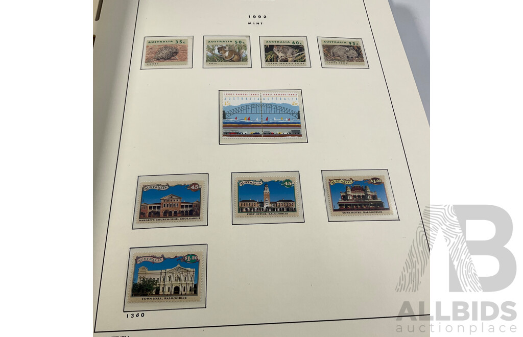 Album of Australian Stamps in Leuchtturm Album, Examples Spanning 1991 to 2000, Many Sets and Mints - Face Value Approximately $350