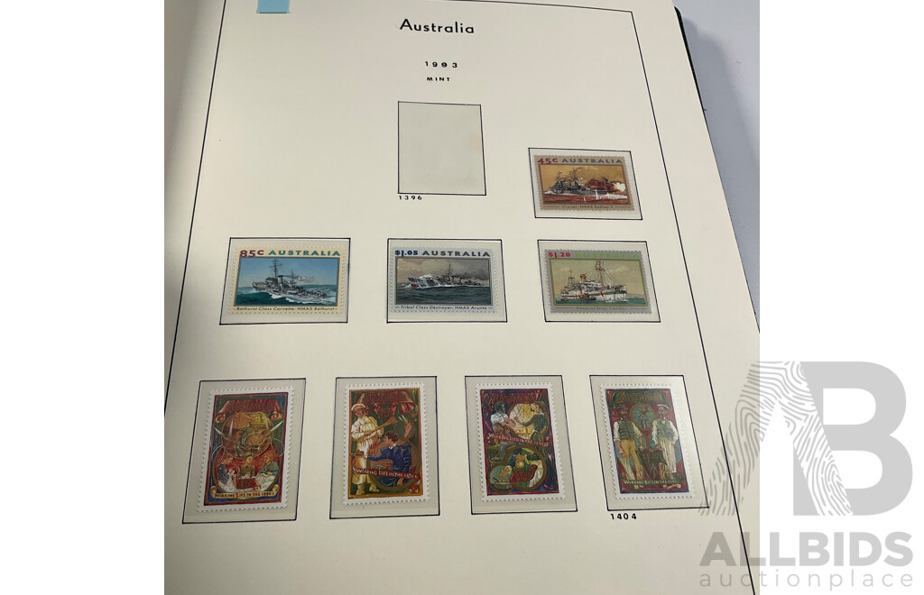 Album of Australian Stamps in Leuchtturm Album, Examples Spanning 1991 to 2000, Many Sets and Mints - Face Value Approximately $350