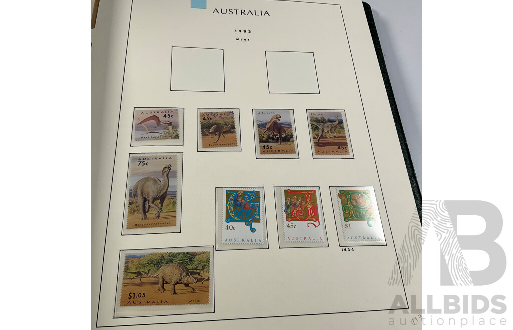 Album of Australian Stamps in Leuchtturm Album, Examples Spanning 1991 to 2000, Many Sets and Mints - Face Value Approximately $350
