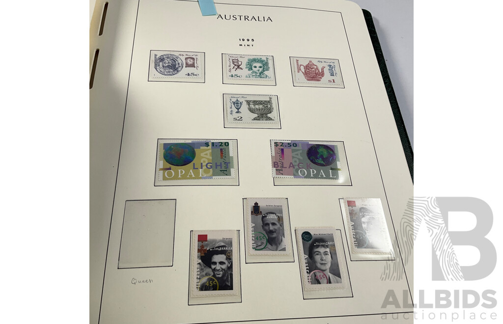 Album of Australian Stamps in Leuchtturm Album, Examples Spanning 1991 to 2000, Many Sets and Mints - Face Value Approximately $350