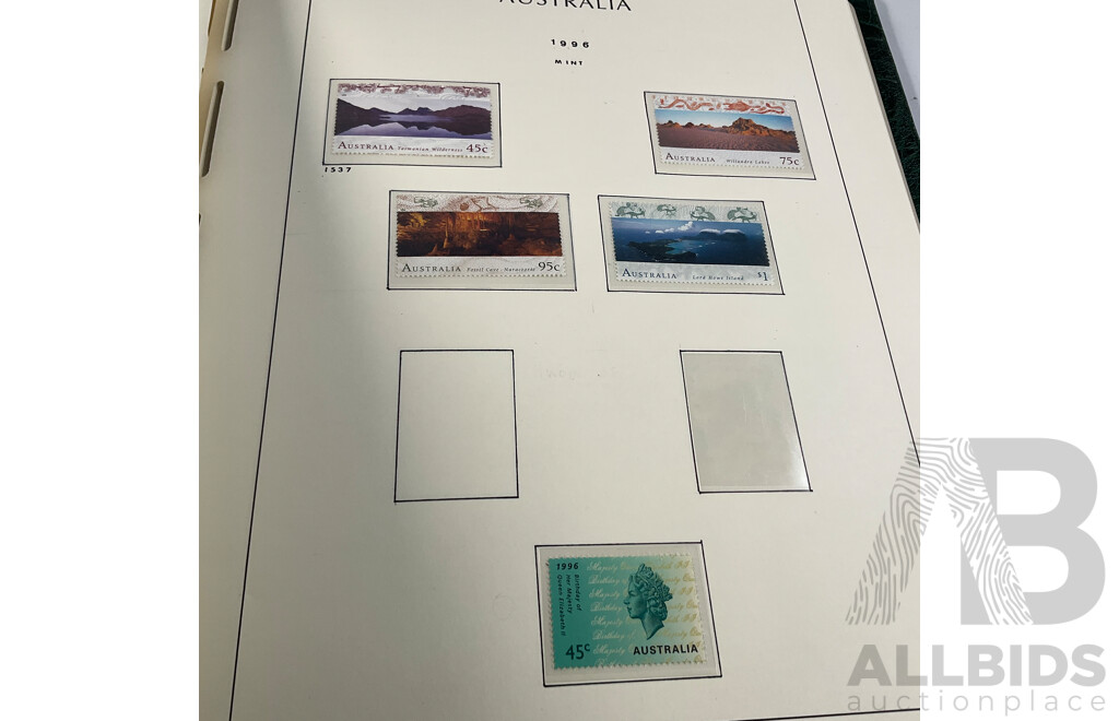 Album of Australian Stamps in Leuchtturm Album, Examples Spanning 1991 to 2000, Many Sets and Mints - Face Value Approximately $350