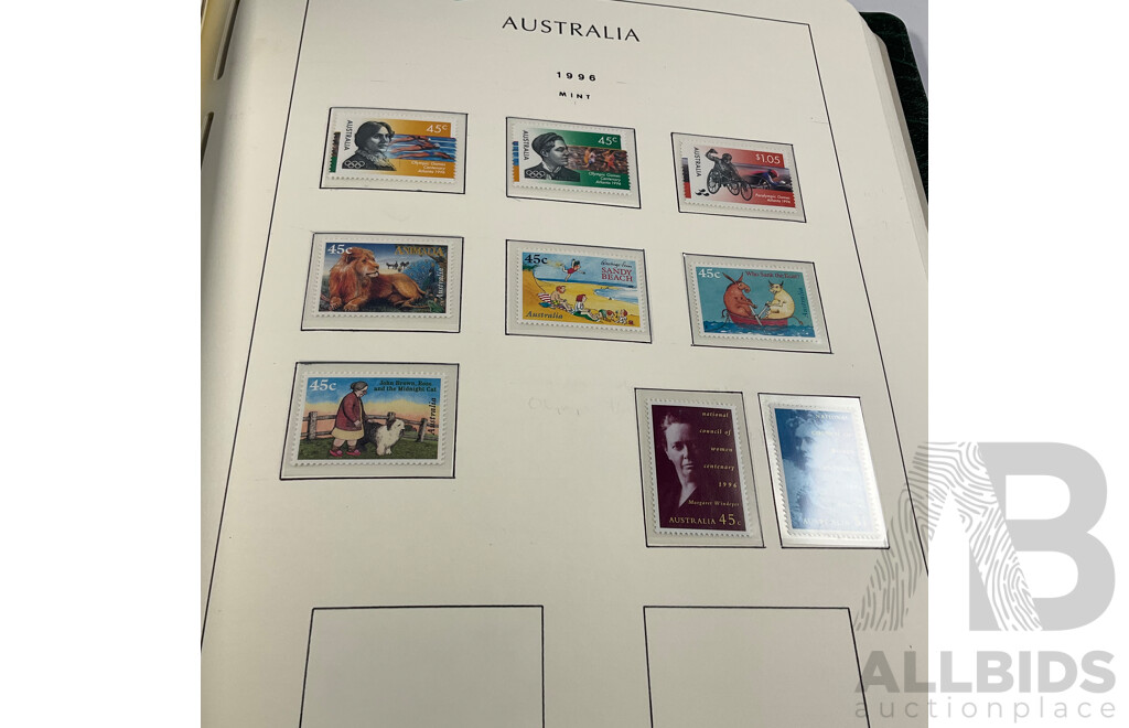 Album of Australian Stamps in Leuchtturm Album, Examples Spanning 1991 to 2000, Many Sets and Mints - Face Value Approximately $350