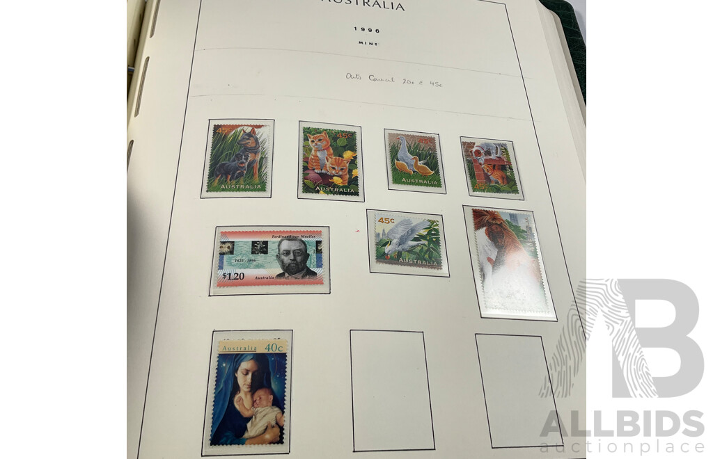 Album of Australian Stamps in Leuchtturm Album, Examples Spanning 1991 to 2000, Many Sets and Mints - Face Value Approximately $350