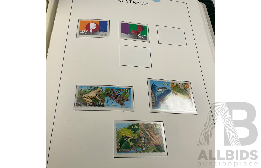 Album of Australian Stamps in Leuchtturm Album, Examples Spanning 1991 to 2000, Many Sets and Mints - Face Value Approximately $350