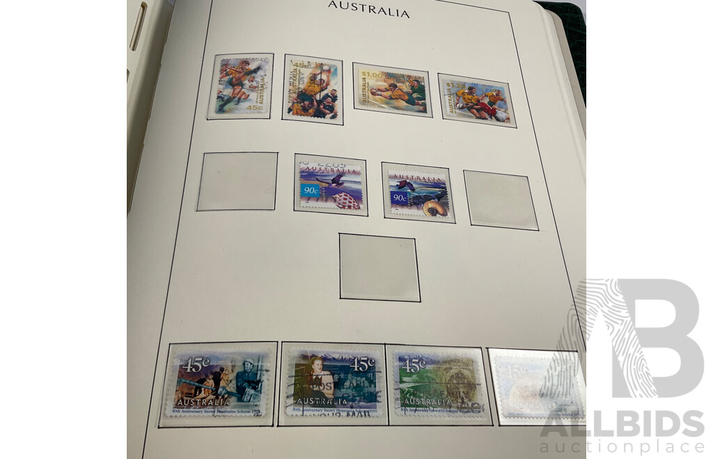 Album of Australian Stamps in Leuchtturm Album, Examples Spanning 1991 to 2000, Many Sets and Mints - Face Value Approximately $350