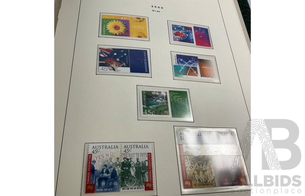 Album of Australian Stamps in Leuchtturm Album, Examples Spanning 1991 to 2000, Many Sets and Mints - Face Value Approximately $350