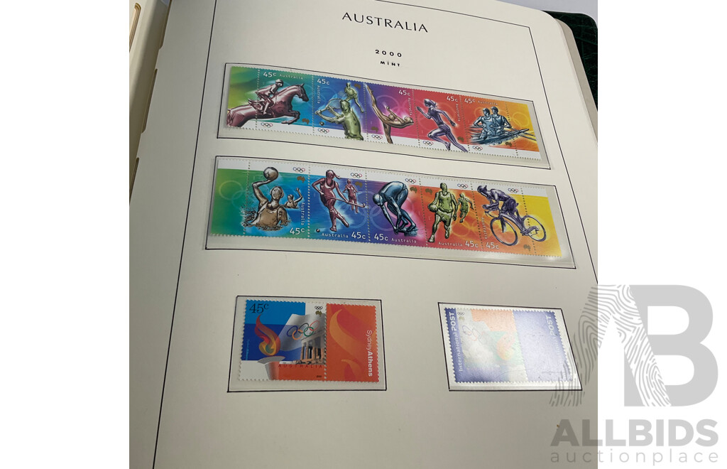 Album of Australian Stamps in Leuchtturm Album, Examples Spanning 1991 to 2000, Many Sets and Mints - Face Value Approximately $350