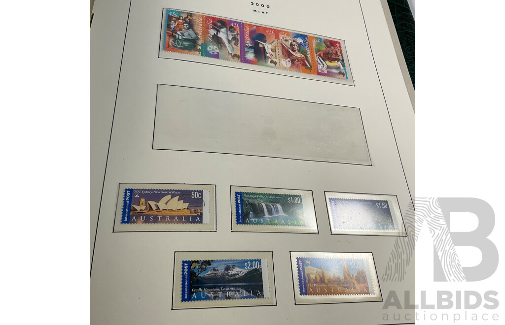 Album of Australian Stamps in Leuchtturm Album, Examples Spanning 1991 to 2000, Many Sets and Mints - Face Value Approximately $350