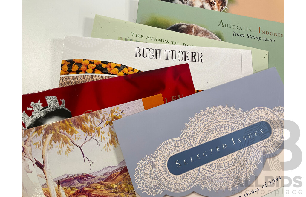 Collection of Australian Mint Stamp Packs, Mostly 2000-2002 Including Motor Racing, Thailand Joint Issues, Magic Rain Forest, Sydney/Athens, Arts Festivals, for Valour, Antarctic Penguins and More - Face Value Approximately $130