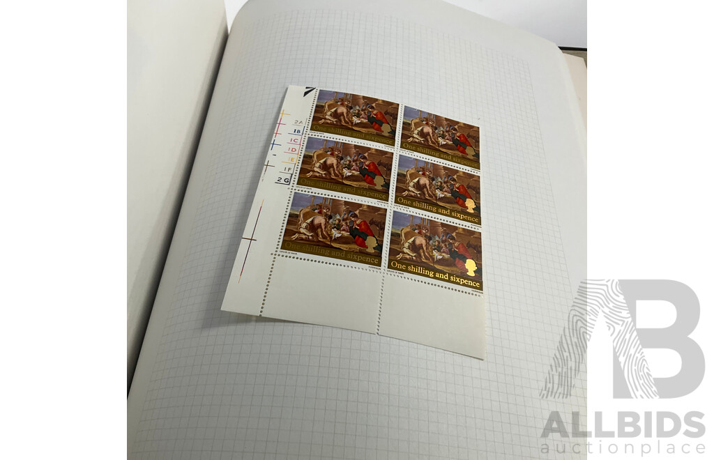Album of United Kingdom, Jersey, Scotland, Isle of Man, Guernsey, Wales Mint Hinged Stamps and Blocks, QE2, Sets