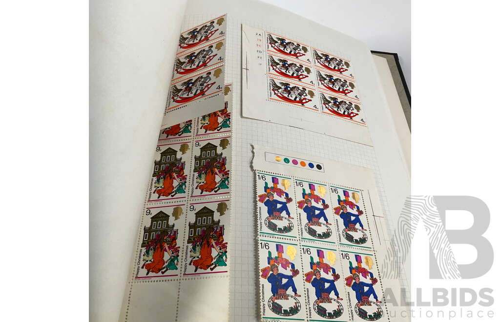 Album of United Kingdom, Jersey, Scotland, Isle of Man, Guernsey, Wales Mint Hinged Stamps and Blocks, QE2, Sets