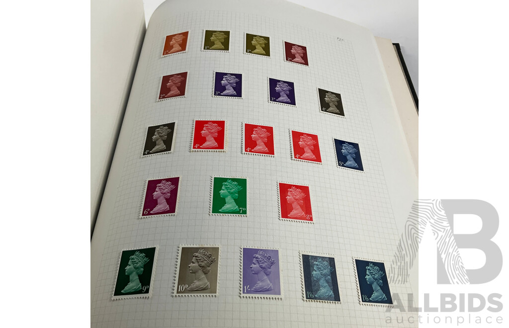 Album of United Kingdom, Jersey, Scotland, Isle of Man, Guernsey, Wales Mint Hinged Stamps and Blocks, QE2, Sets
