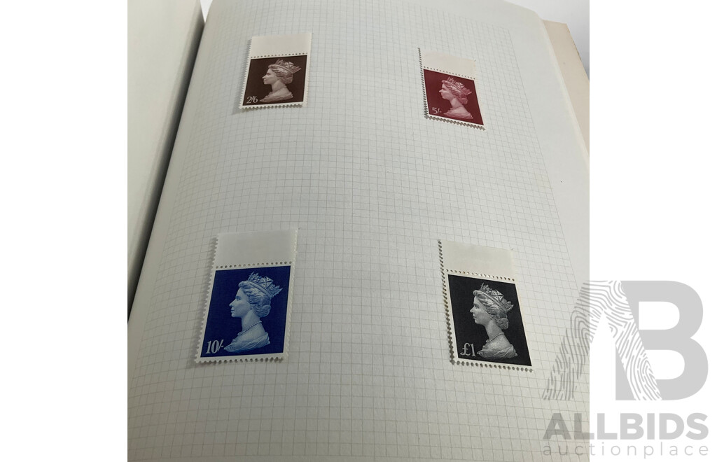 Album of United Kingdom, Jersey, Scotland, Isle of Man, Guernsey, Wales Mint Hinged Stamps and Blocks, QE2, Sets