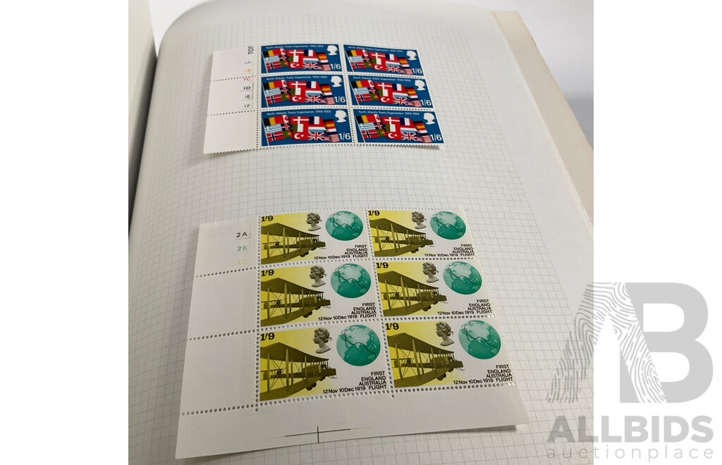 Album of United Kingdom, Jersey, Scotland, Isle of Man, Guernsey, Wales Mint Hinged Stamps and Blocks, QE2, Sets