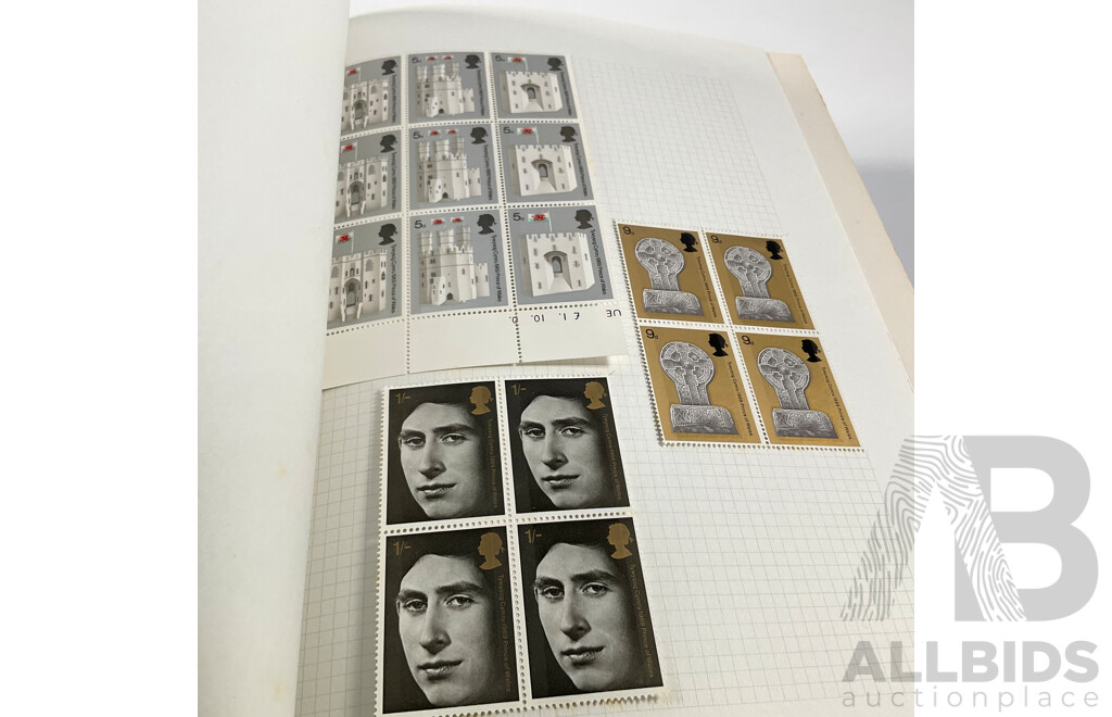 Album of United Kingdom, Jersey, Scotland, Isle of Man, Guernsey, Wales Mint Hinged Stamps and Blocks, QE2, Sets
