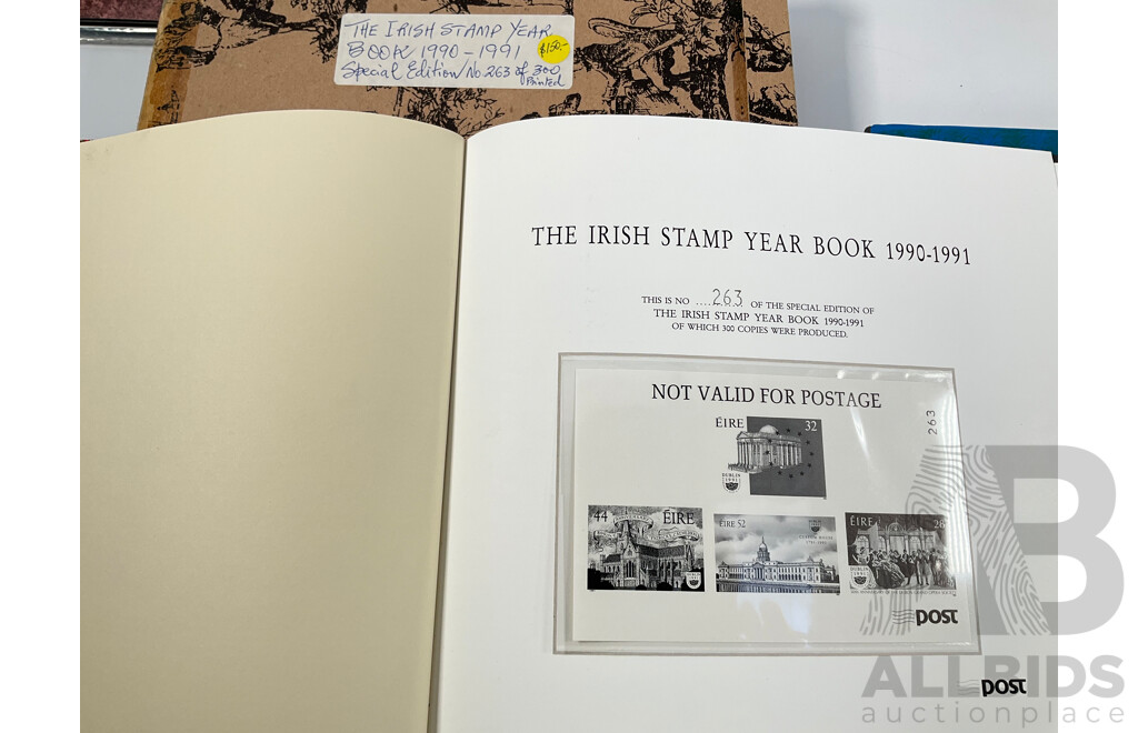 Five Irish Annual Stamp Albums Including 1990-1991 Limited Edition, 1991-1992, 1997, 1998