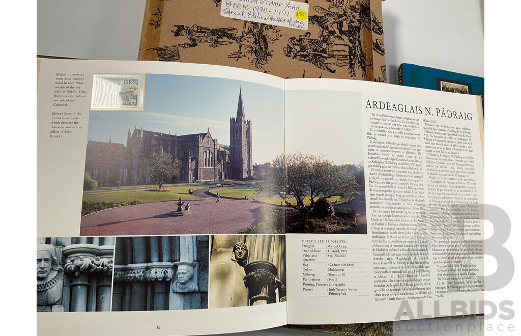 Five Irish Annual Stamp Albums Including 1990-1991 Limited Edition, 1991-1992, 1997, 1998