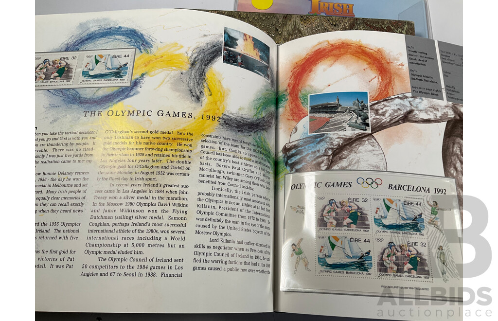Five Irish Annual Stamp Albums Including 1990-1991 Limited Edition, 1991-1992, 1997, 1998