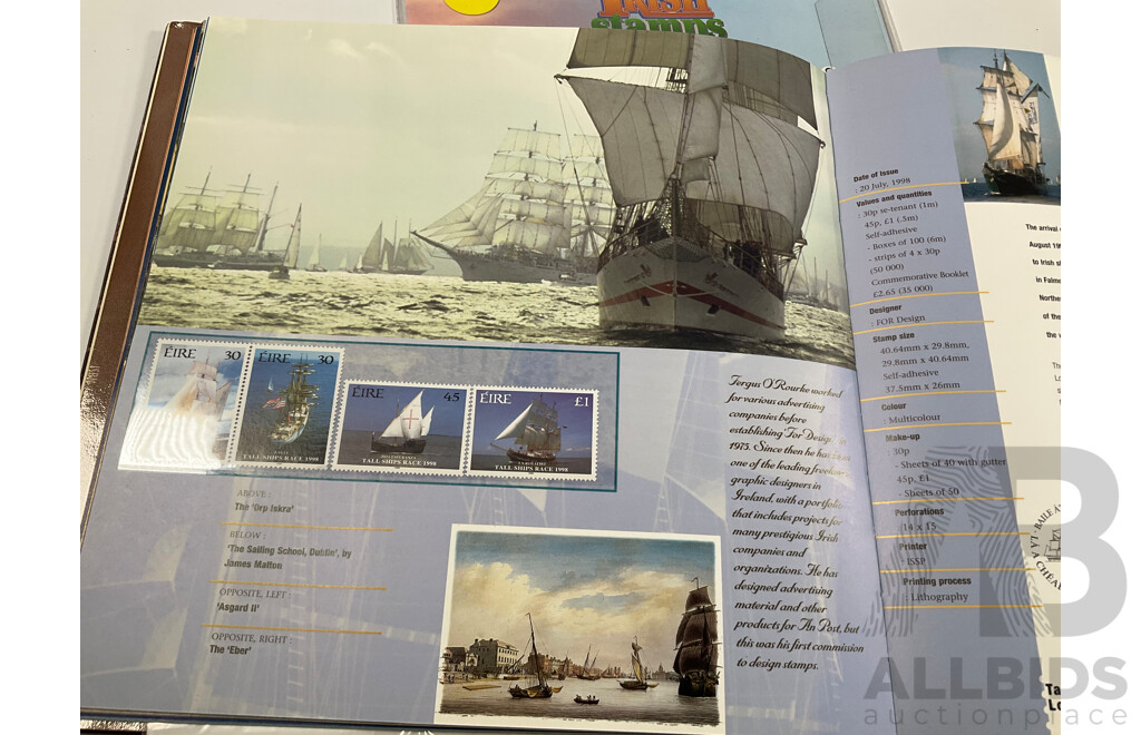 Five Irish Annual Stamp Albums Including 1990-1991 Limited Edition, 1991-1992, 1997, 1998