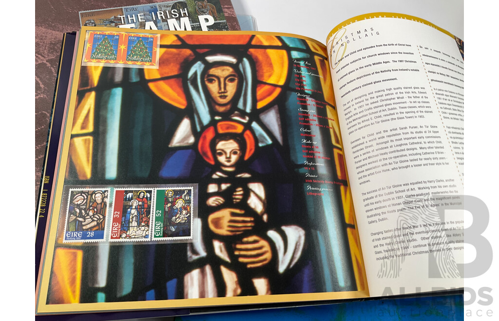 Five Irish Annual Stamp Albums Including 1990-1991 Limited Edition, 1991-1992, 1997, 1998
