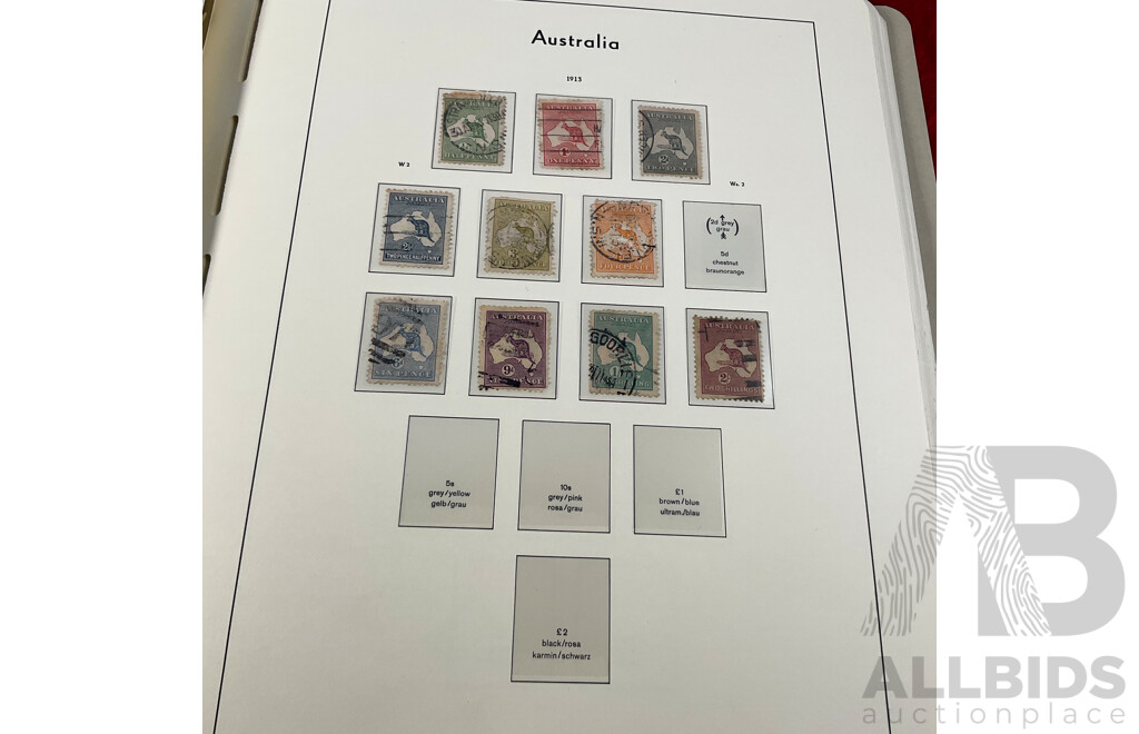 Leuchtturm Light House Album of Australian Predecimal Stamps Spanning 1913 to 1965 Including Mints and Sets