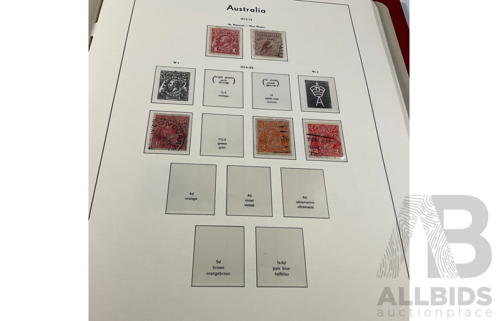 Leuchtturm Light House Album of Australian Predecimal Stamps Spanning 1913 to 1965 Including Mints and Sets