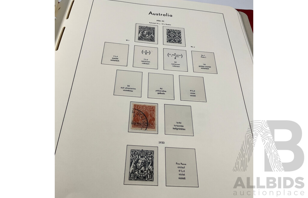 Leuchtturm Light House Album of Australian Predecimal Stamps Spanning 1913 to 1965 Including Mints and Sets