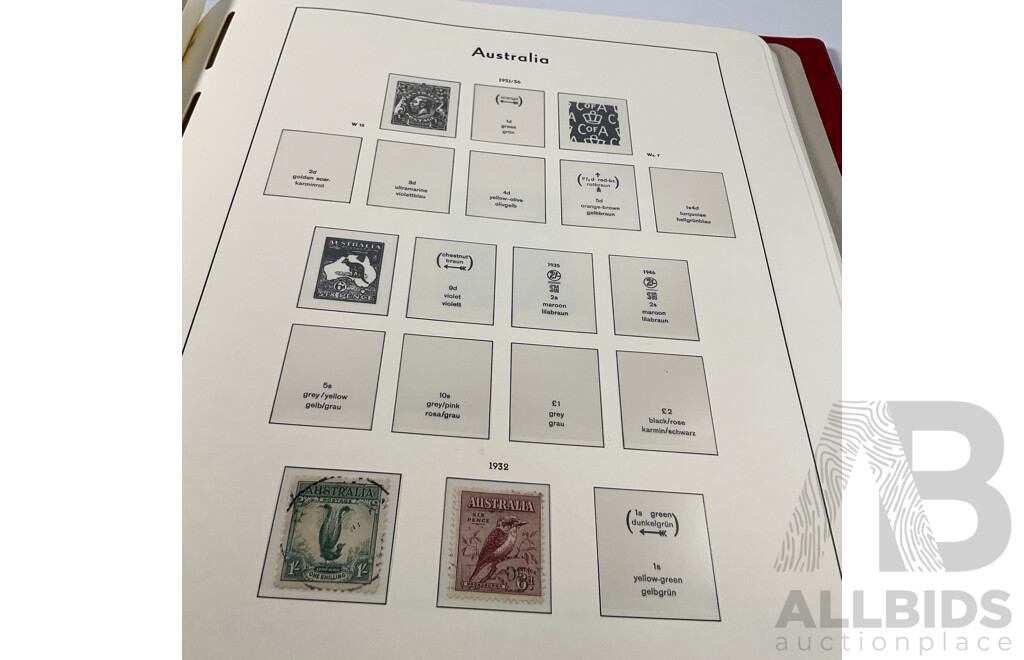 Leuchtturm Light House Album of Australian Predecimal Stamps Spanning 1913 to 1965 Including Mints and Sets