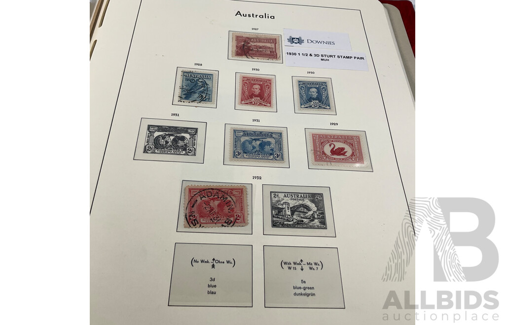 Leuchtturm Light House Album of Australian Predecimal Stamps Spanning 1913 to 1965 Including Mints and Sets