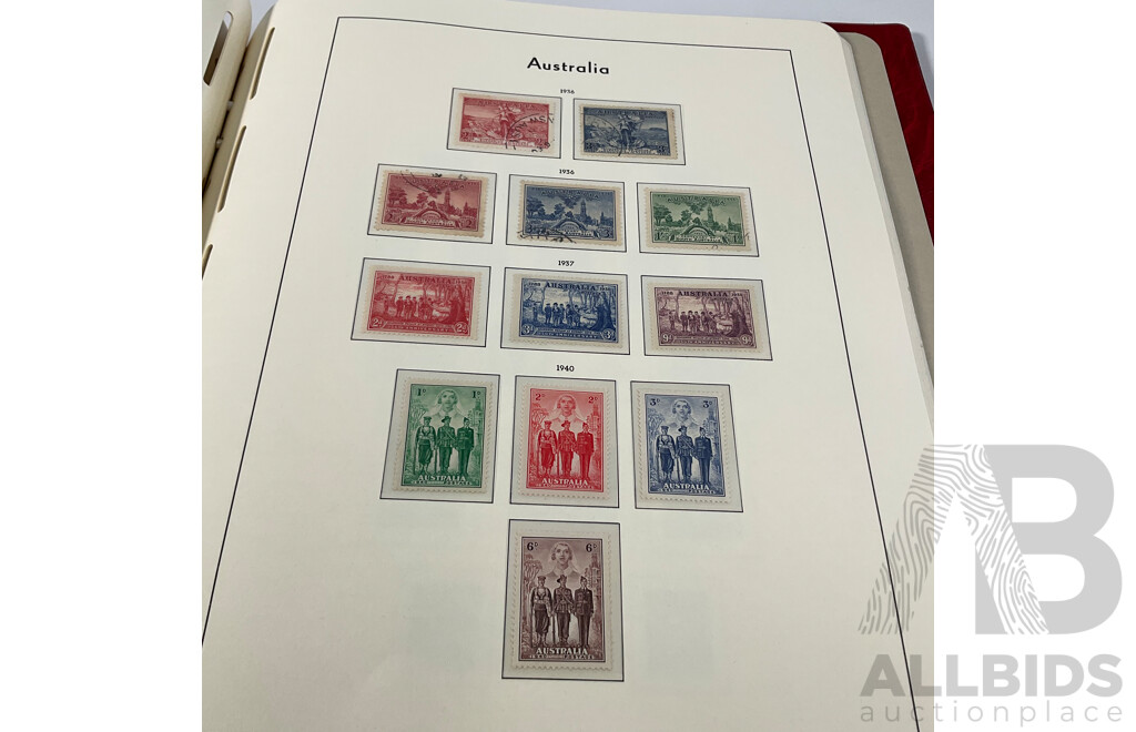 Leuchtturm Light House Album of Australian Predecimal Stamps Spanning 1913 to 1965 Including Mints and Sets