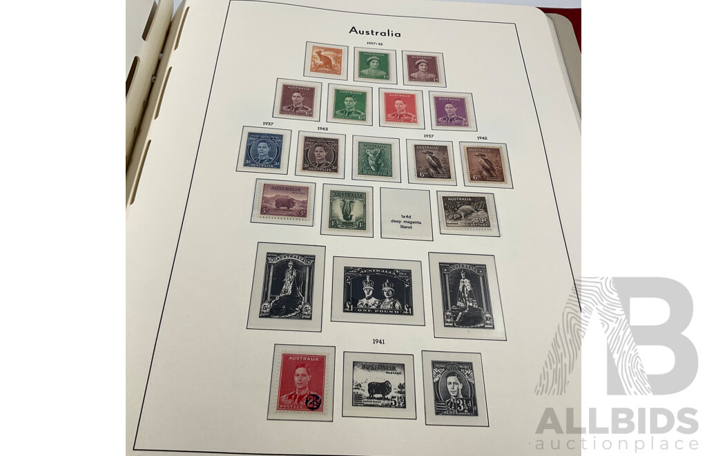 Leuchtturm Light House Album of Australian Predecimal Stamps Spanning 1913 to 1965 Including Mints and Sets