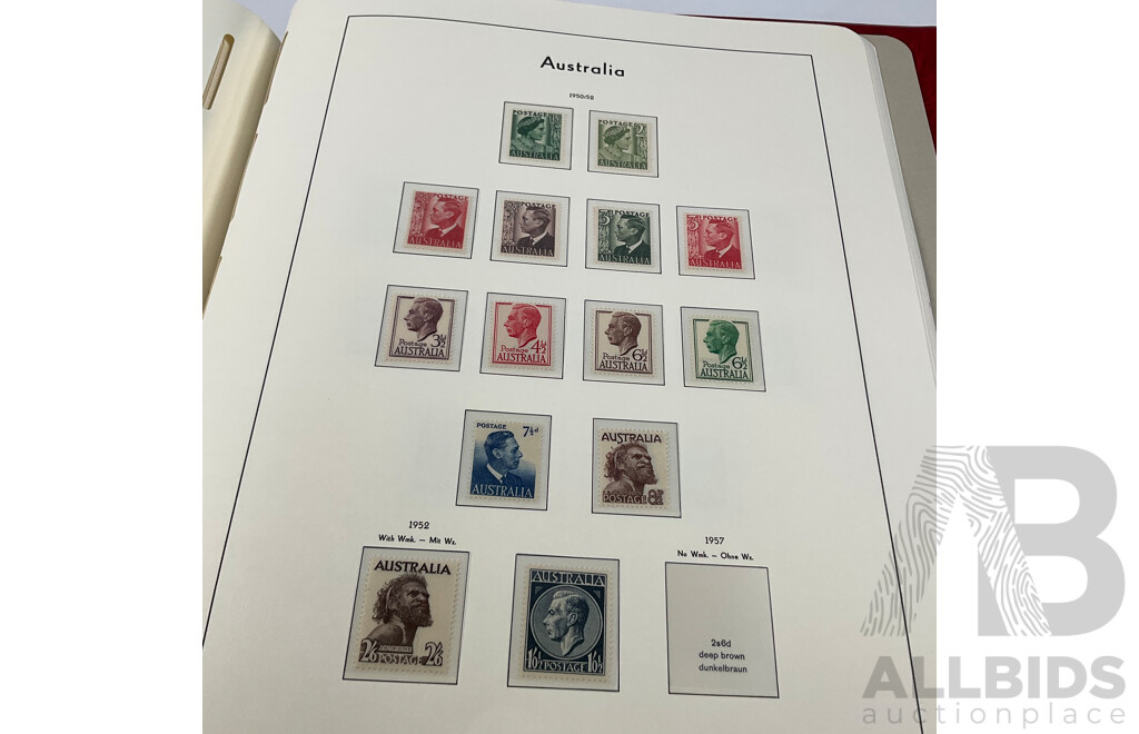 Leuchtturm Light House Album of Australian Predecimal Stamps Spanning 1913 to 1965 Including Mints and Sets