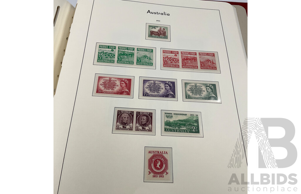 Leuchtturm Light House Album of Australian Predecimal Stamps Spanning 1913 to 1965 Including Mints and Sets