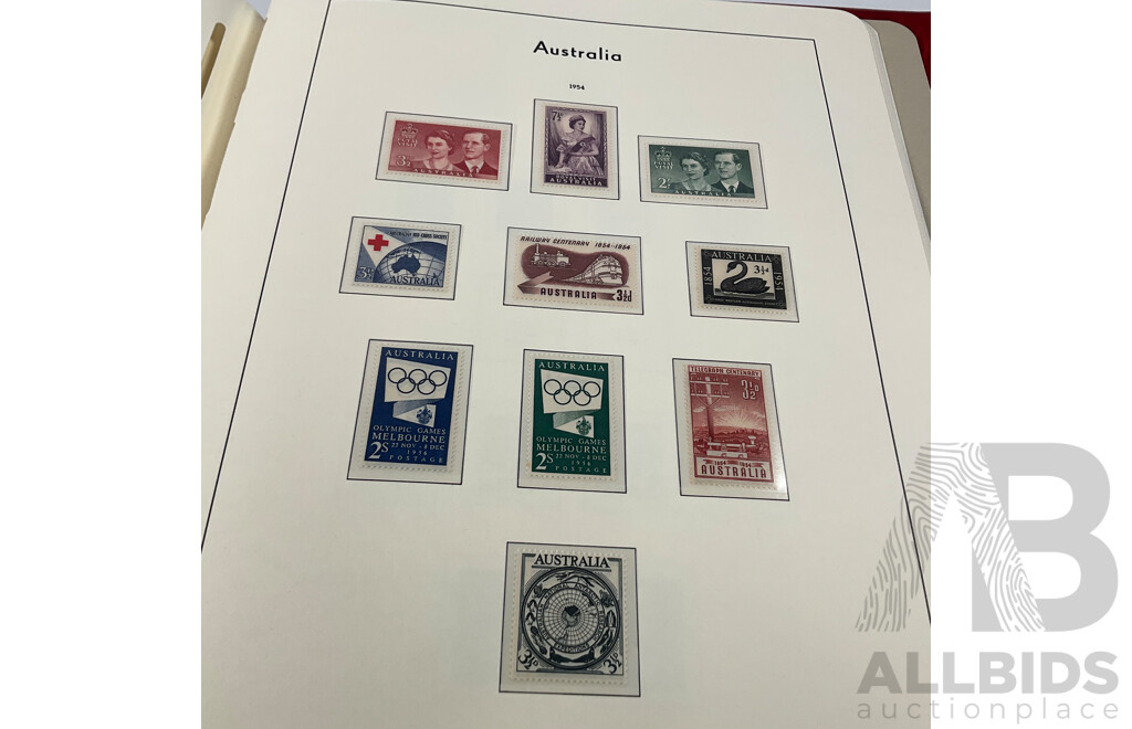 Leuchtturm Light House Album of Australian Predecimal Stamps Spanning 1913 to 1965 Including Mints and Sets