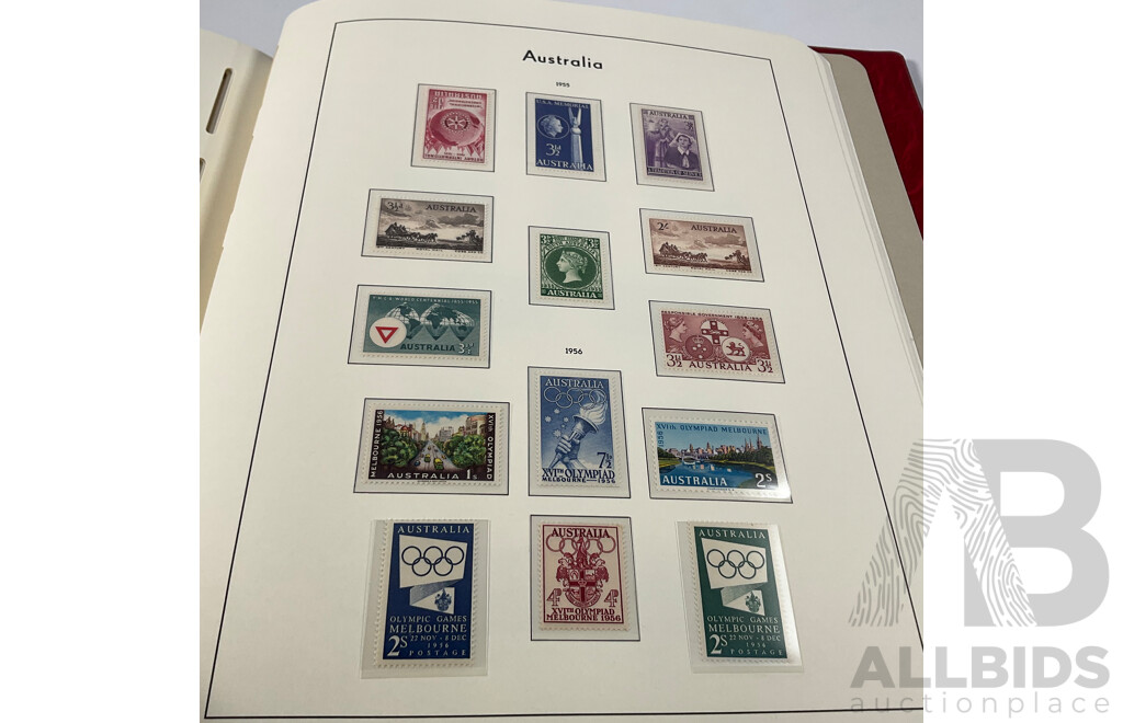Leuchtturm Light House Album of Australian Predecimal Stamps Spanning 1913 to 1965 Including Mints and Sets