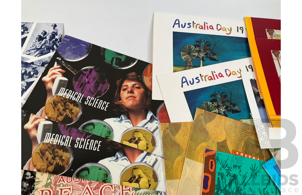 Collection of Australian Stamp Packs Spanning 1994 to 1996 Including Joint Issues, Pets, Australian Wildlife, Australia Remembers 1945, Thinking of You, World Heritage, Pearl Diamond, Opal and More - Face Value Over $200