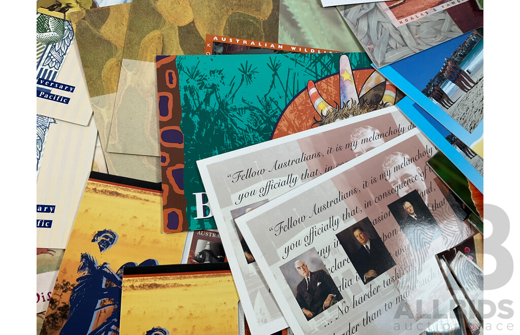Collection of Australian Stamp Packs Spanning 1994 to 1996 Including Joint Issues, Pets, Australian Wildlife, Australia Remembers 1945, Thinking of You, World Heritage, Pearl Diamond, Opal and More - Face Value Over $200
