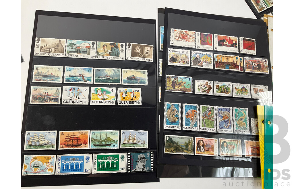 Collection of 1970's-1980's Mint Stamps and Packs Including Guernsey, Jersey, Isle of Man