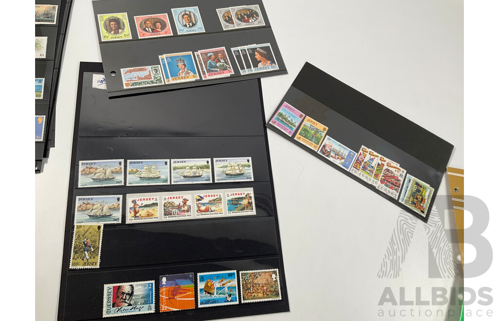 Collection of 1970's-1980's Mint Stamps and Packs Including Guernsey, Jersey, Isle of Man