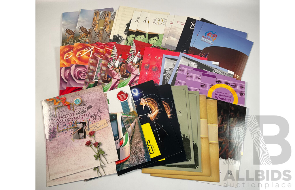 Forty Australian Mint Stamp Mini Sheets Including Special Occasions, Rising Sun, ANZUS, Mythical Creatures in 3D, QE2 Birthday 2005, Dame Nellie Melba, Mostly Doubles - Fave Value Over $217