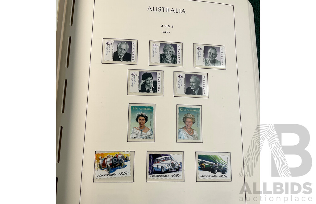 Leuchtturm Album of Australian Mint and Cancelled Stamps Spanning 2001 to 2005, Many Sets