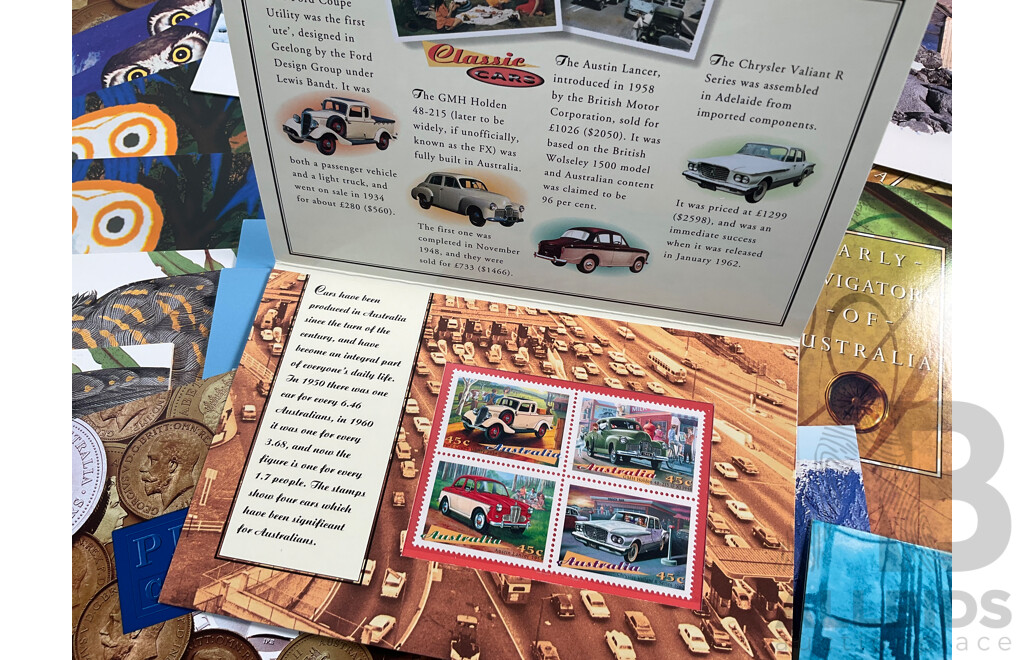 Sixty Five Australian Mint Stamp Packs Including Joint Issues, 100 Years Test Rugby, Perth Mint Centenary, Endangered Birds and More, Face Value Approximately $180