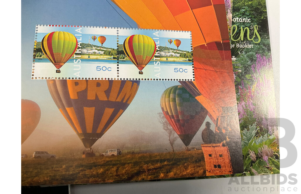 Thirteen Australian Postal Booklets Including Underwater World, Surfing Australia, Australian Botanic Gardens, Wedding Greetings, Indigenous Leaders, Doubles of All Except Story of the Kangaroo - Face Value Over $155