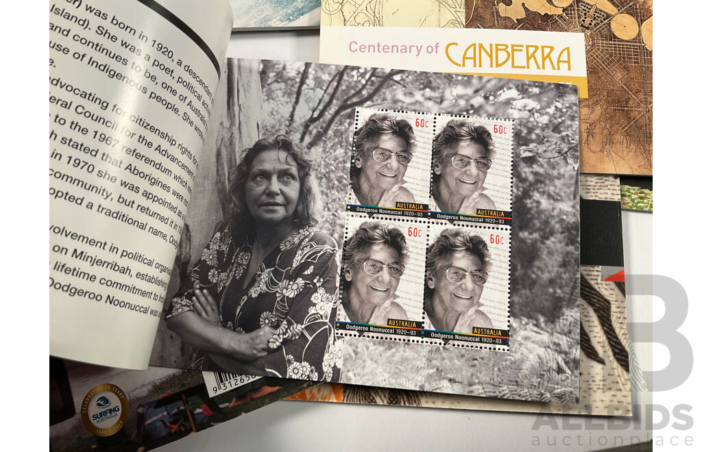 Thirteen Australian Postal Booklets Including Underwater World, Surfing Australia, Australian Botanic Gardens, Wedding Greetings, Indigenous Leaders, Doubles of All Except Story of the Kangaroo - Face Value Over $155
