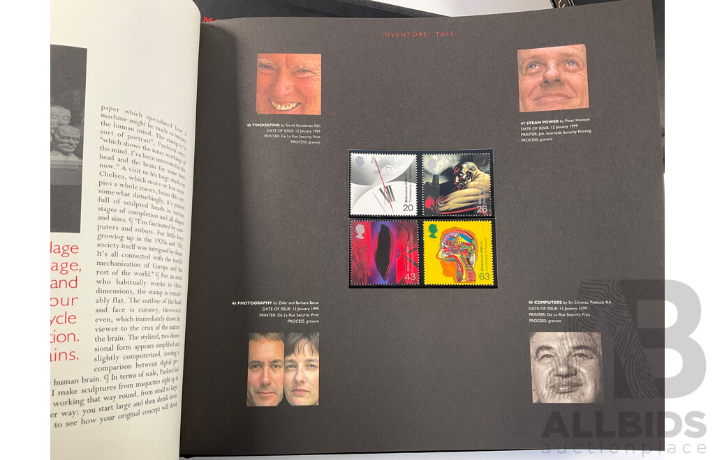 Eight United Kingdom Royal Mail Mint Stamp Albums, Special Stamps, Millennium Stamps Including 1999, 2000, 2001, 2002, 2003, 2004, 2005, 2012