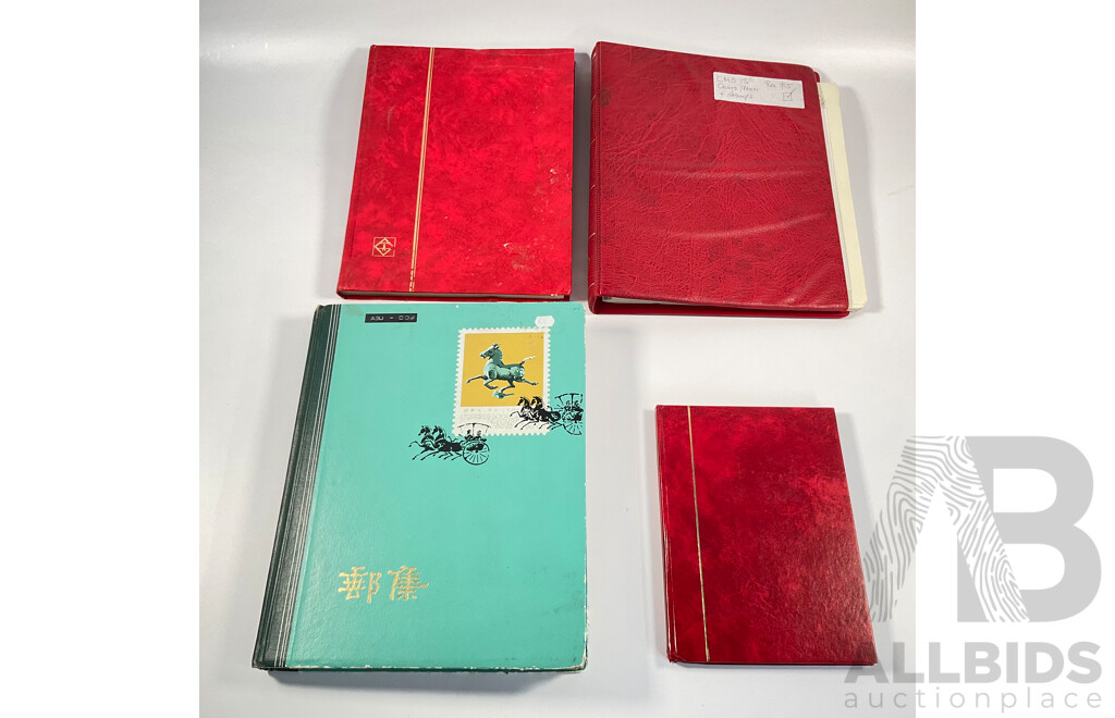 Four Albums of Vintage International Stamps Including Australia, Christmas Island, Haiti, Mexico, Umm Al Quwain, Volta, Niger, Seiyun, New Zealand Seven Seas Hingless Pages 1981 to 1987