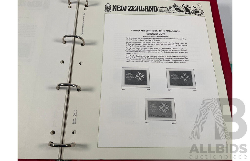 Four Albums of Vintage International Stamps Including Australia, Christmas Island, Haiti, Mexico, Umm Al Quwain, Volta, Niger, Seiyun, New Zealand Seven Seas Hingless Pages 1981 to 1987