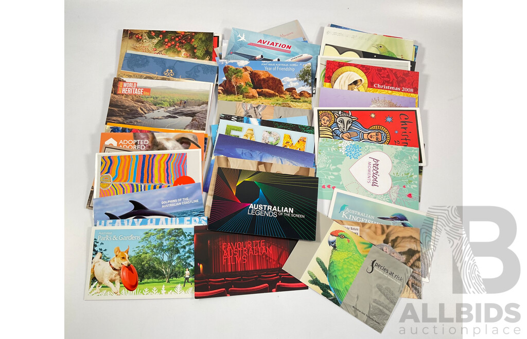 Collection of Australian Mint Stamp Packs Including 2012 Legends of Football, QE2 Birthday 2009, Christmas 2011 and More - Face Value Approximately $245