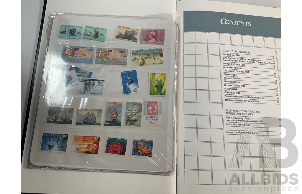 Four Australian Annual Stamp Albums Including 1981, 1982, 1983, 1984 - Face Value $77