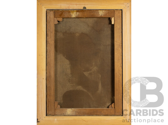 D.Hoek (20th Century), Votive Shrine by Water, Original Vintage Oil on Canvas, 81H x 62W cm (frame)